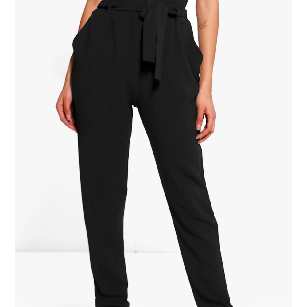 black tie waist tapered trousers